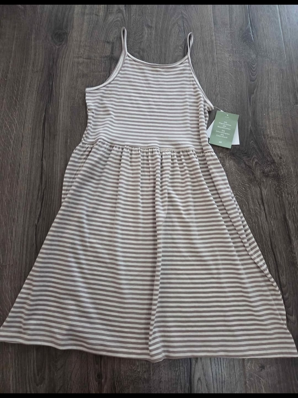 H&M Beige and White Striped Girls' Sleeveless Dress Size 8/10 NWT